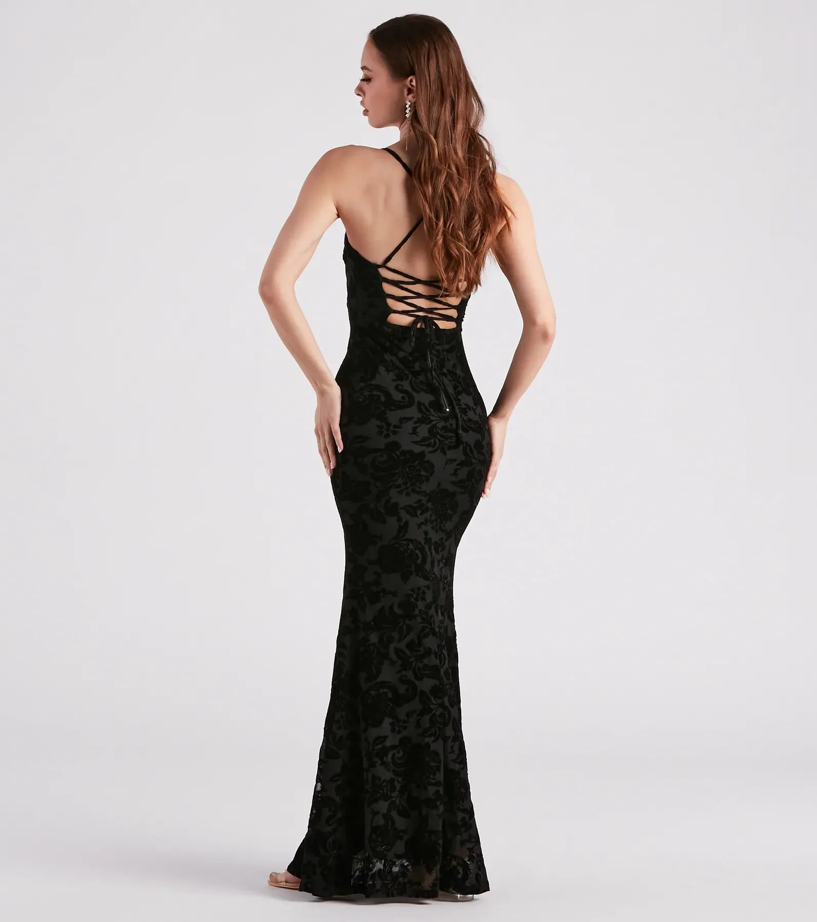 Eloise Formal Velvet Lace-Up Mermaid Dress