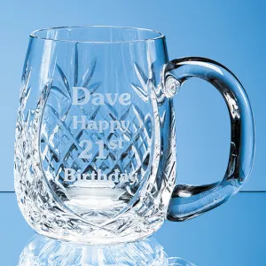 Engraved Lead Crystal Barrel Panel Tankard (0.79 Pint)