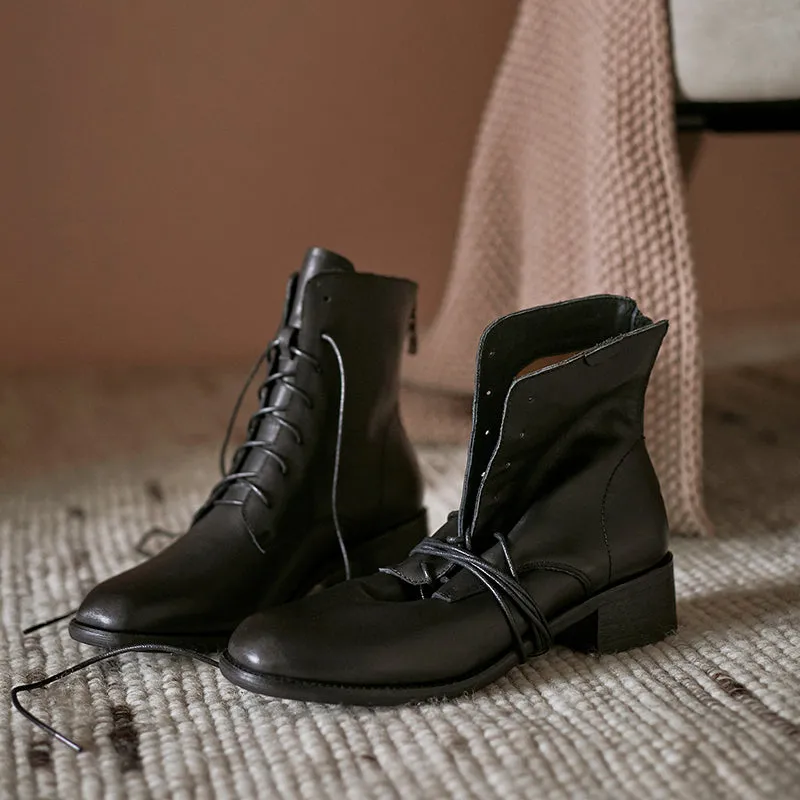 Eva Lace up Ankle Boots Black