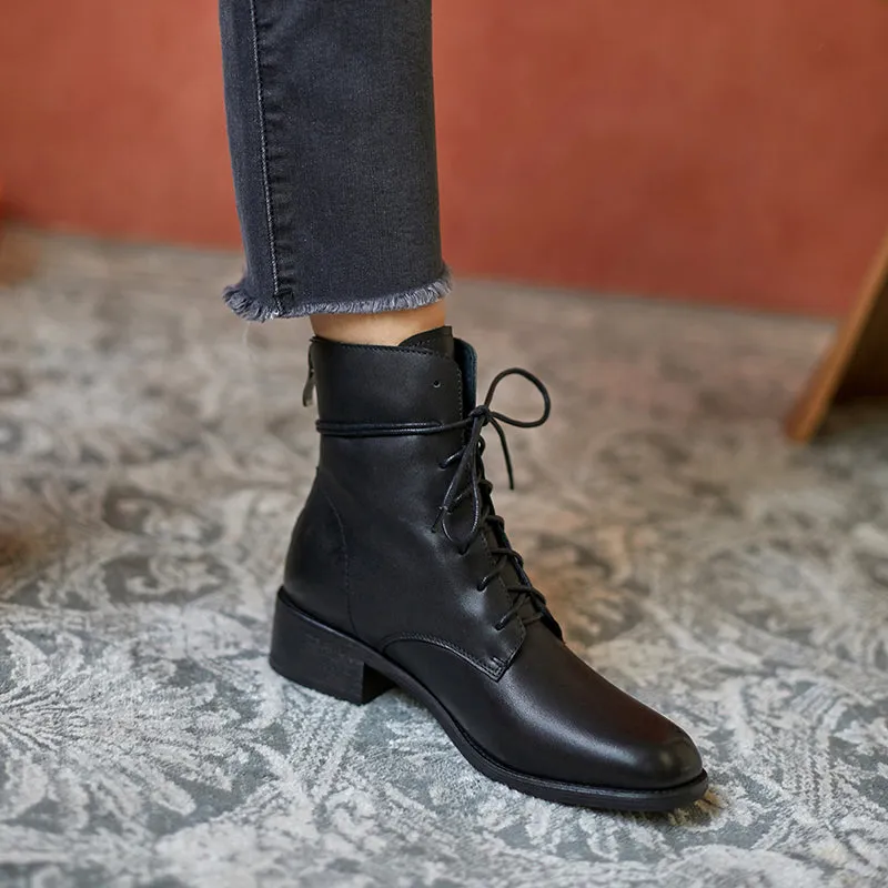Eva Lace up Ankle Boots Black