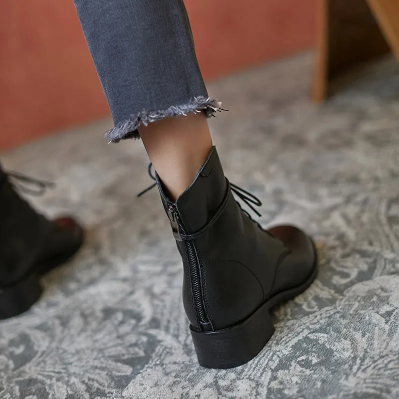 Eva Lace up Ankle Boots Black