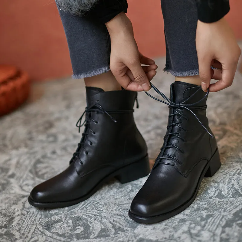 Eva Lace up Ankle Boots Black