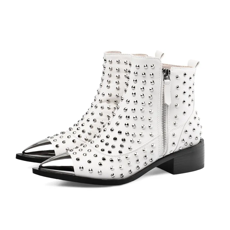 Fashion Buckle Genuine Leather Rivets Motorcycle Ankle Boots Woman Brand Shoes Female Spring/Autumn Boots Sandals Shoes Women
