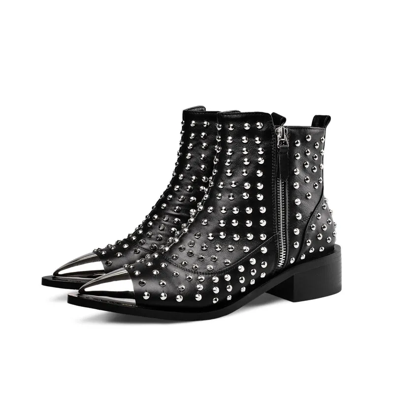 Fashion Buckle Genuine Leather Rivets Motorcycle Ankle Boots Woman Brand Shoes Female Spring/Autumn Boots Sandals Shoes Women
