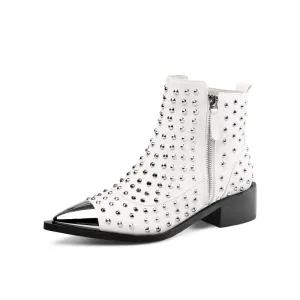 Fashion Buckle Genuine Leather Rivets Motorcycle Ankle Boots Woman Brand Shoes Female Spring/Autumn Boots Sandals Shoes Women