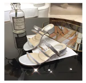 Fashion Rome Slip-On Women Sandals Flip Flops Solid Round Toe Pearl Buckle Causal Sandals Shoes