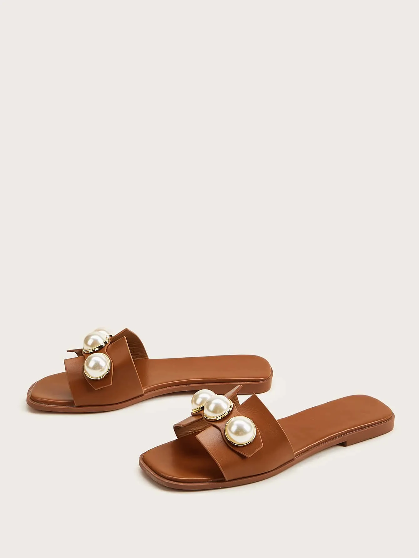 Faux Pearl Decor Sliders - Brown- FD ⚡