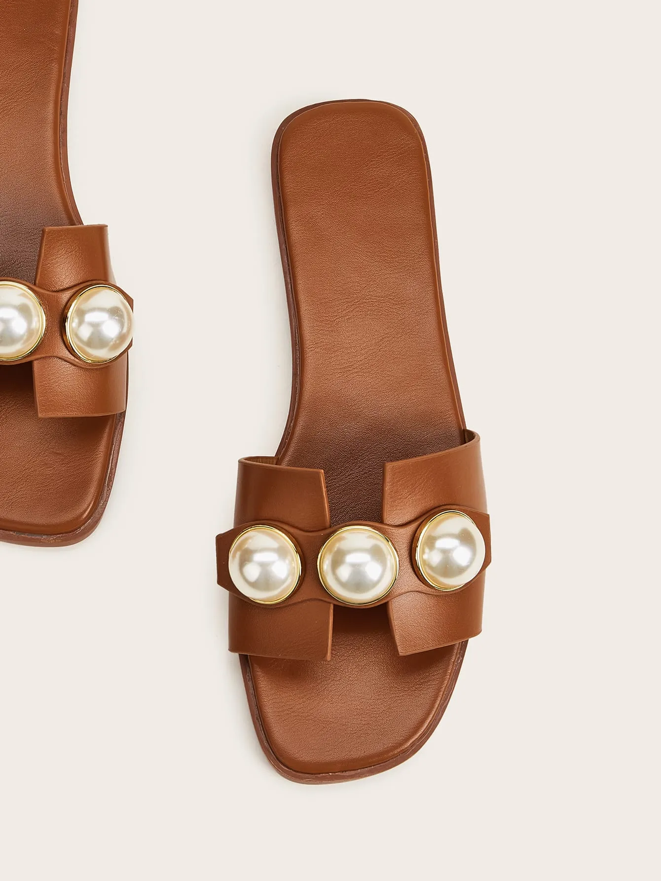 Faux Pearl Decor Sliders - Brown- FD ⚡