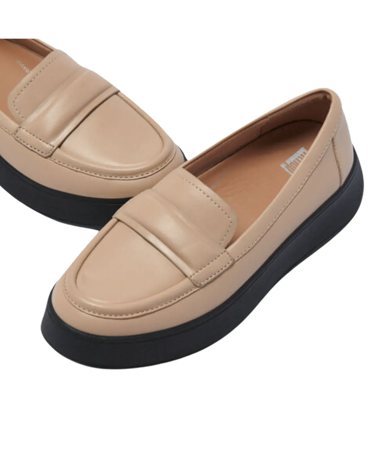 FItflop F Mode Padded Detail Leather Flatform Loafer Latte Beige