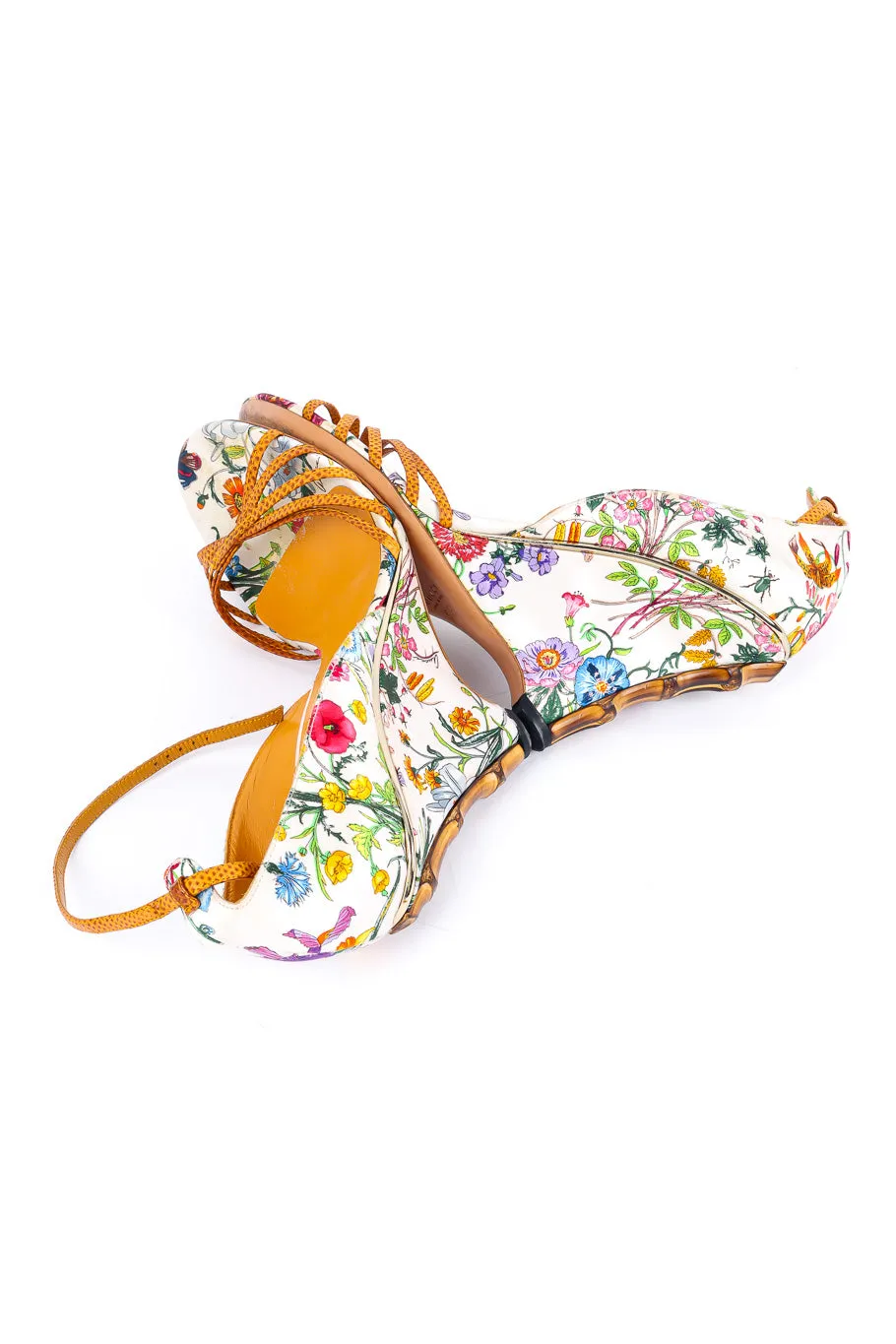 Floral Bamboo Wedge Sandal