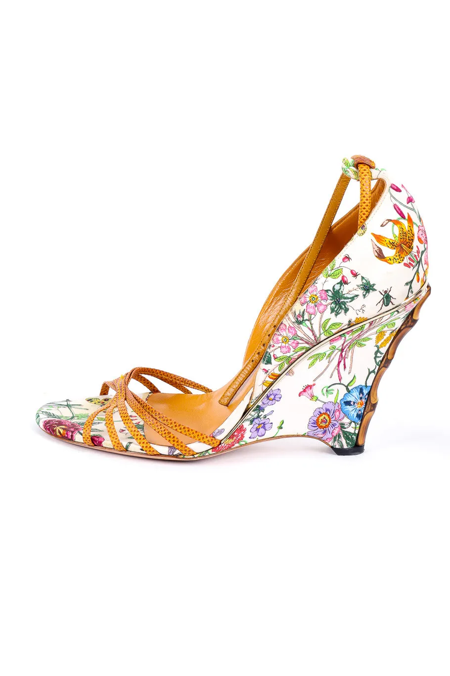 Floral Bamboo Wedge Sandal