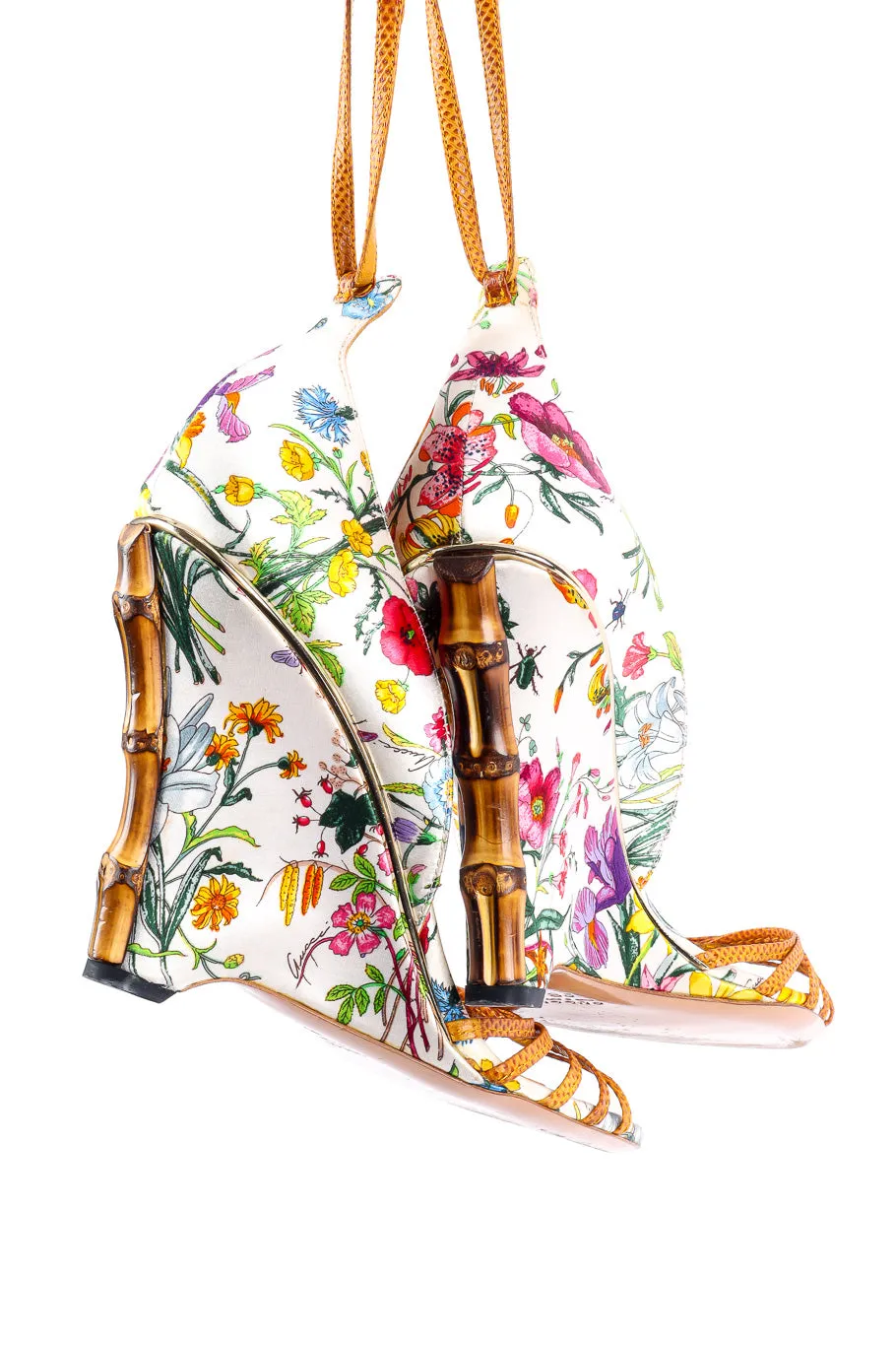 Floral Bamboo Wedge Sandal