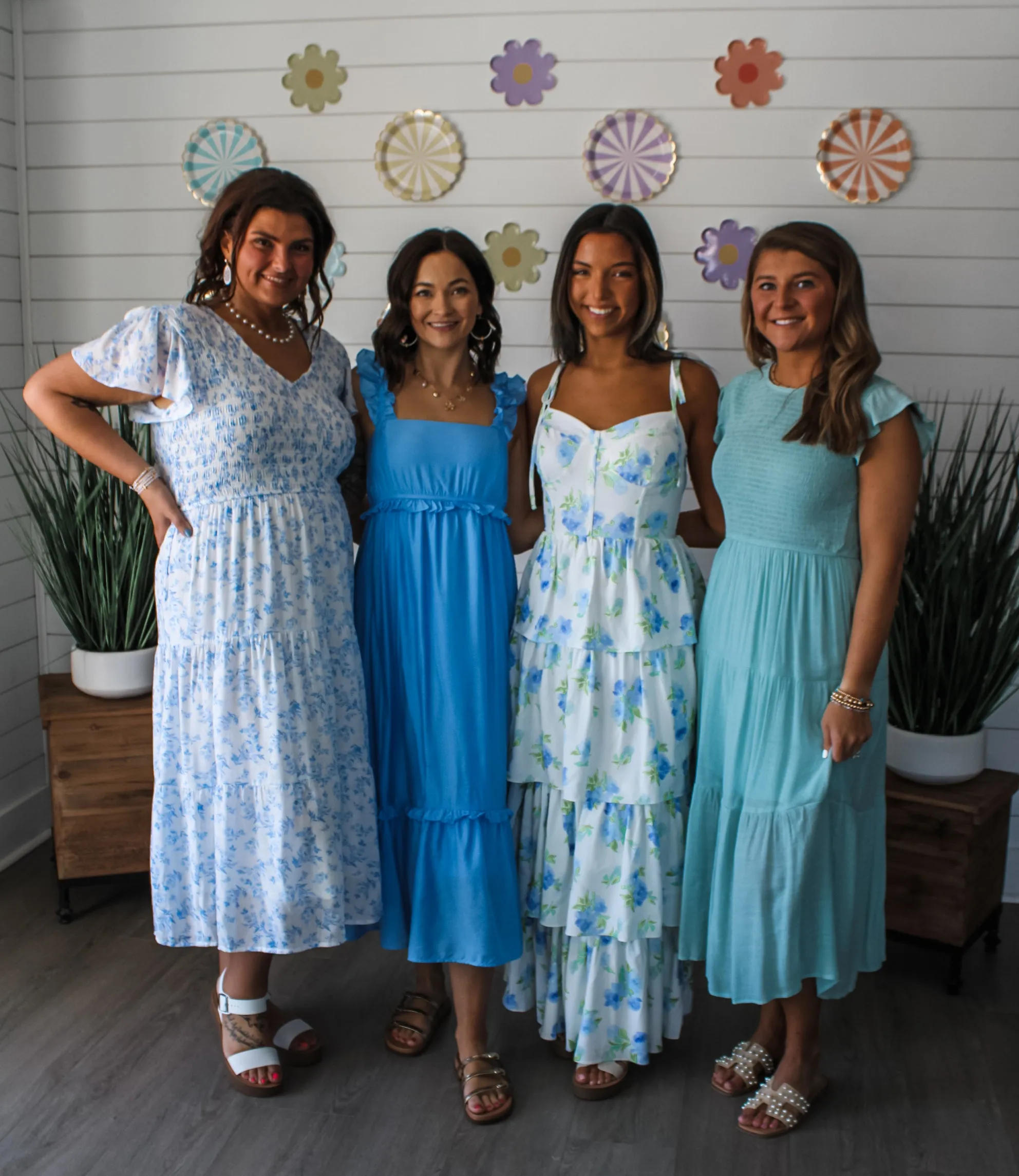 Floral Fate Tiered Ruffle Maxi • White/Blue