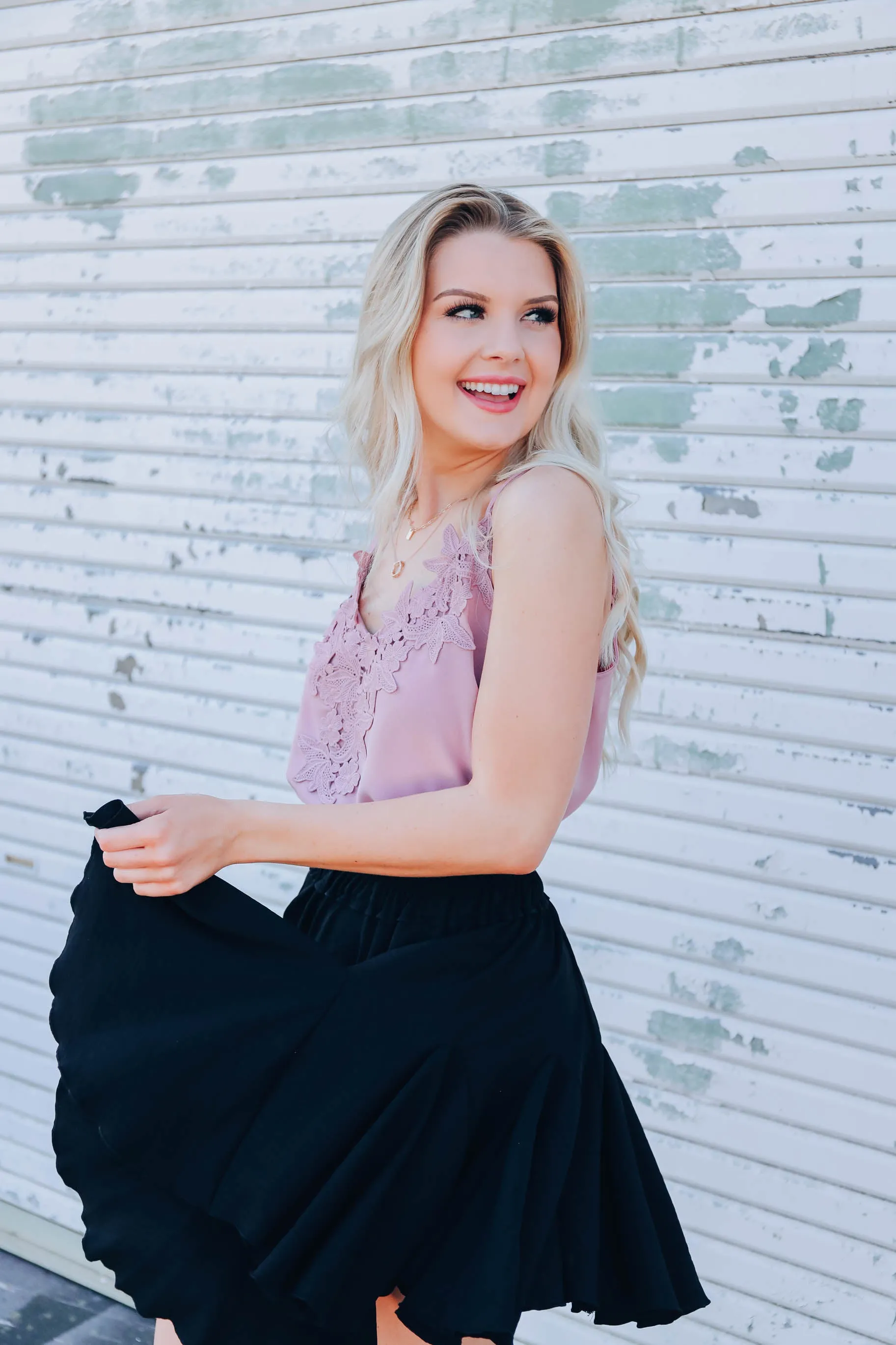 Flowing Into Spring Mini Skirt - Black