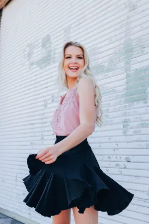 Flowing Into Spring Mini Skirt - Black