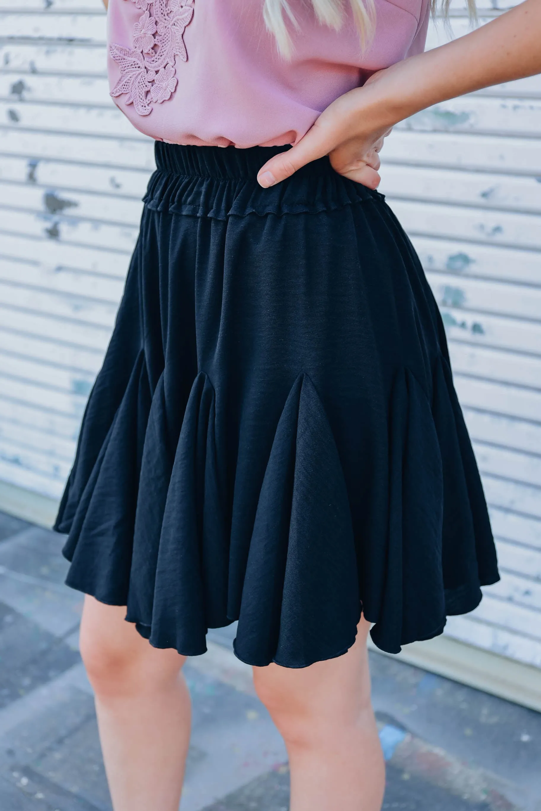 Flowing Into Spring Mini Skirt - Black
