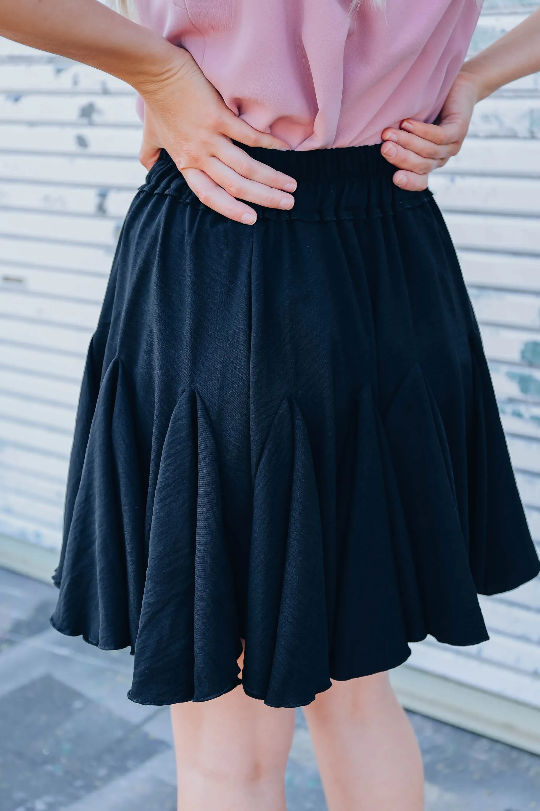 Flowing Into Spring Mini Skirt - Black