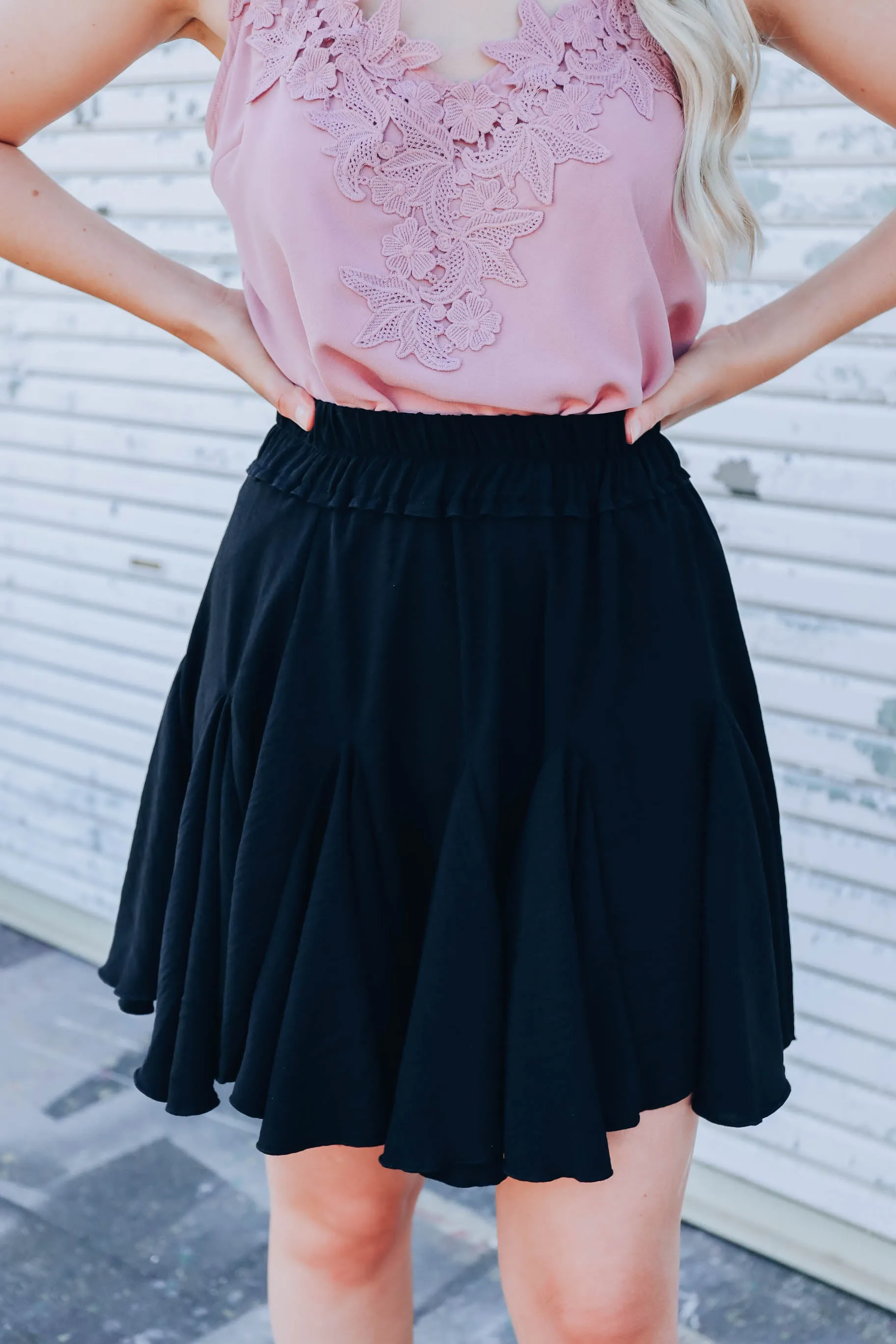 Flowing Into Spring Mini Skirt - Black