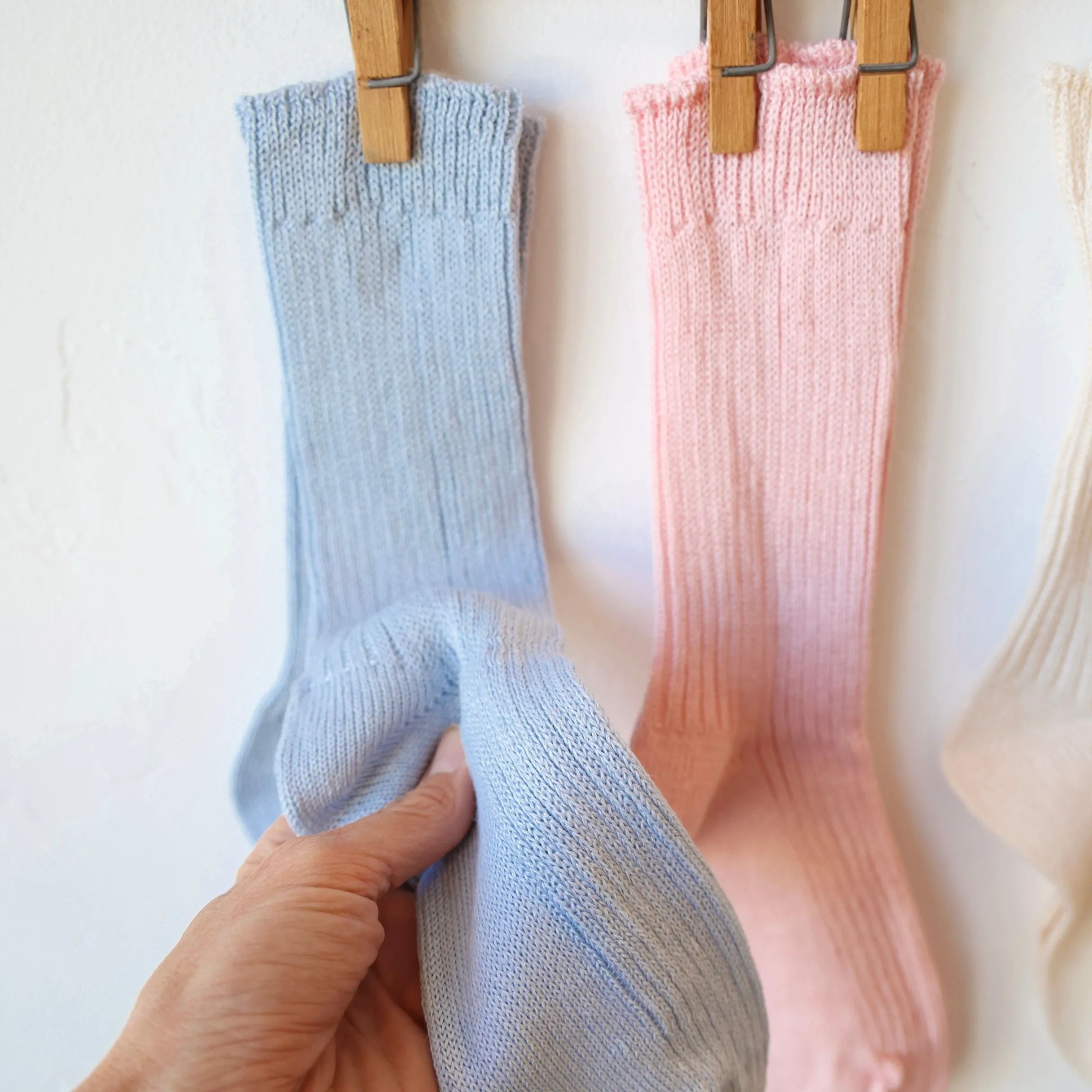 Fog Linen Rib Crew Socks - 3 colors