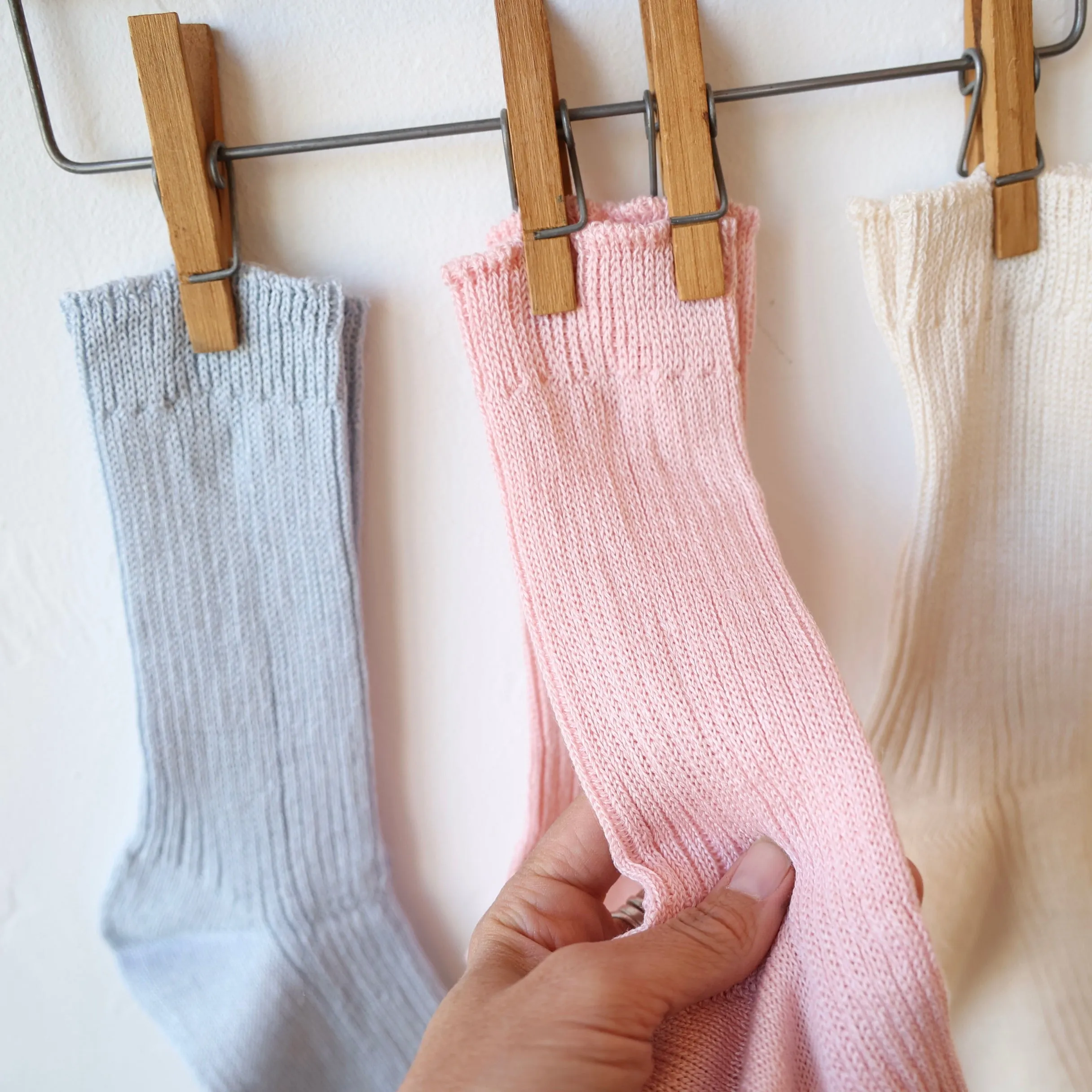 Fog Linen Rib Crew Socks - 3 colors