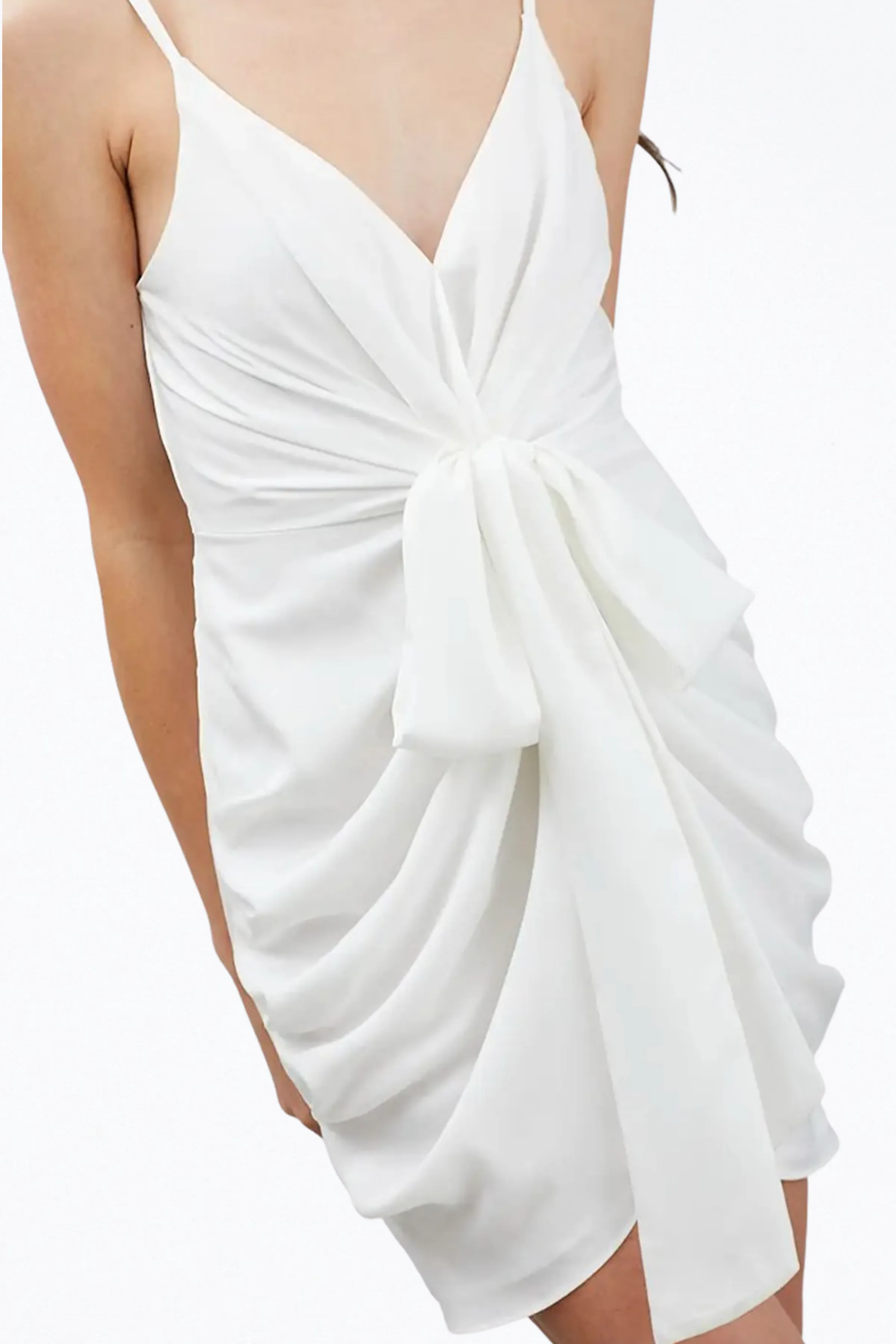 GATHERED SATIN MINI DRESS