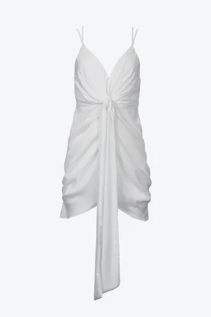 GATHERED SATIN MINI DRESS