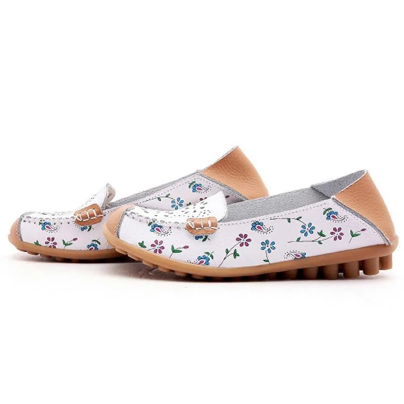 Genuine leather flats shoes women  female moccasins casual ladies shoes