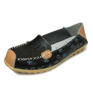 Genuine leather flats shoes women  female moccasins casual ladies shoes