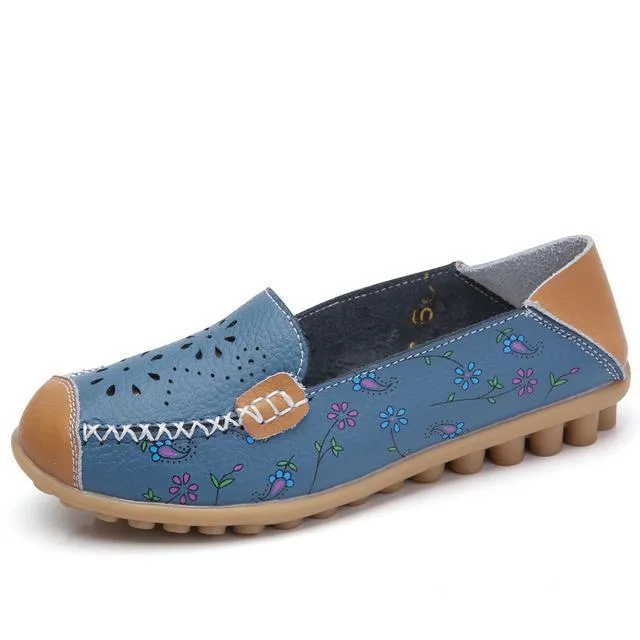 Genuine leather flats shoes women  female moccasins casual ladies shoes