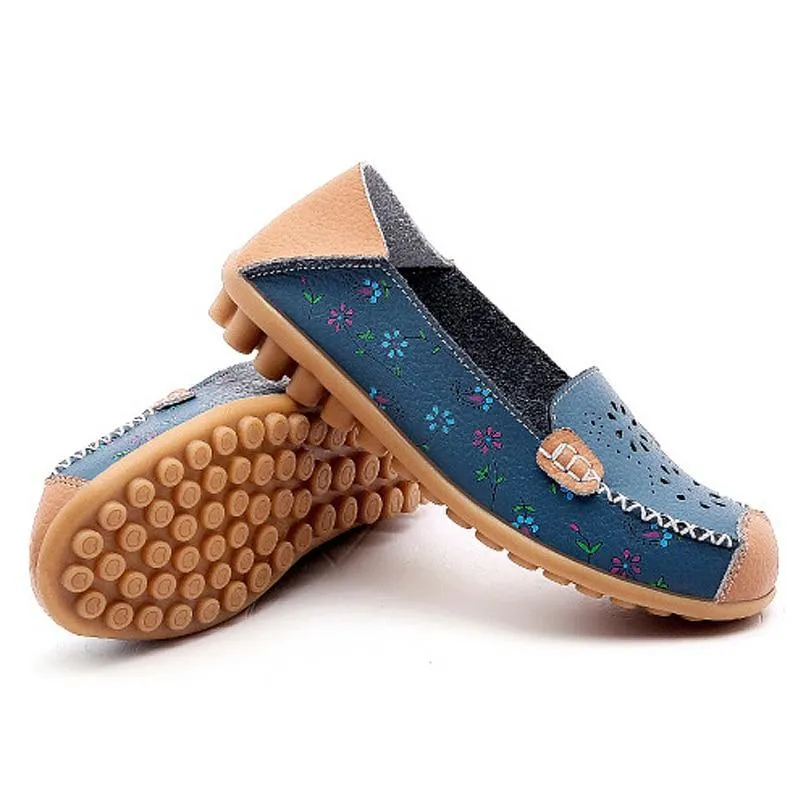 Genuine leather flats shoes women  female moccasins casual ladies shoes