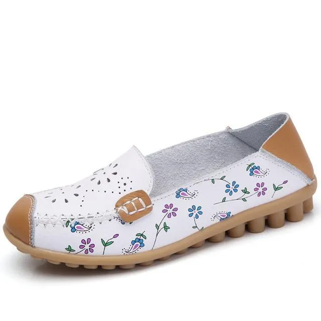 Genuine leather flats shoes women  female moccasins casual ladies shoes