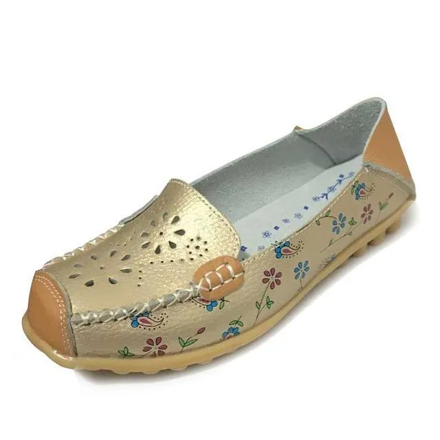Genuine leather flats shoes women  female moccasins casual ladies shoes