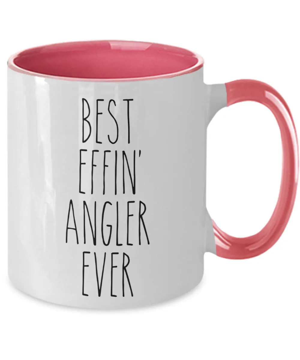 Gift For Angler Best Effin' Angler Ever Mug Two-Tone Coffee Cup Funny Coworker Gifts