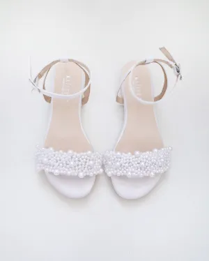 Girls Satin Evening Flat Sandal with Perla Applique