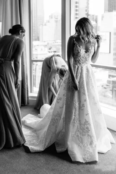 Gorgeous White Vintage A-line Lace Illusion Neck Wedding Dresses | Bridal Gowns, SW262