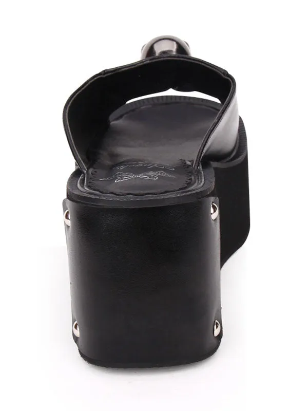 Gothic Lolita Sandal Metallic Skull Rivet Platform Black Lolita High Heel Slipper
