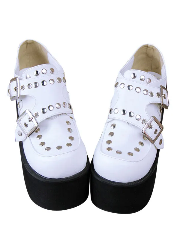 Gothic Lolita Shoes Flatform Rivets PU Leather Punk Lolita Pumps