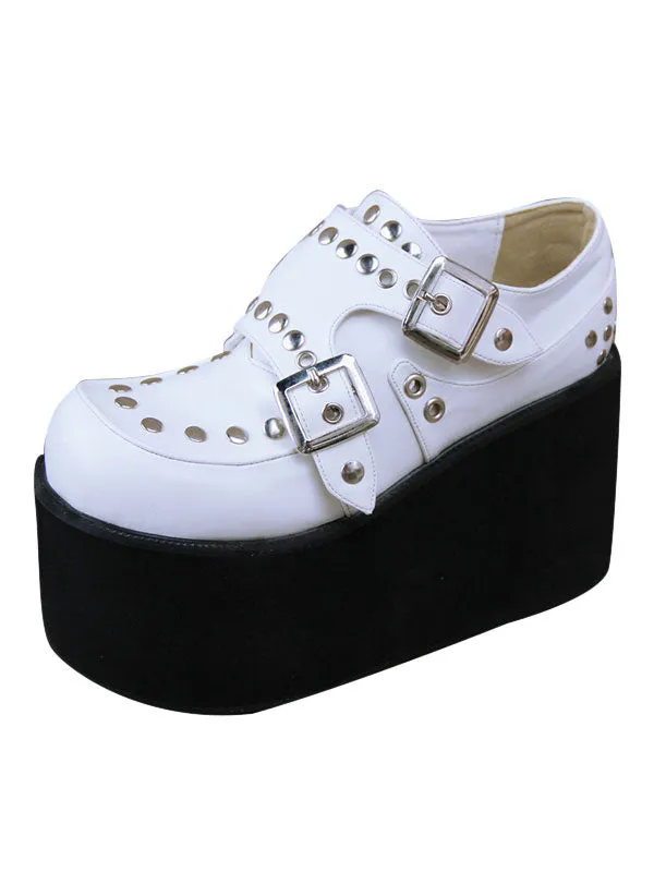 Gothic Lolita Shoes Flatform Rivets PU Leather Punk Lolita Pumps
