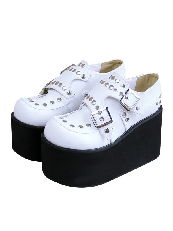 Gothic Lolita Shoes Flatform Rivets PU Leather Punk Lolita Pumps