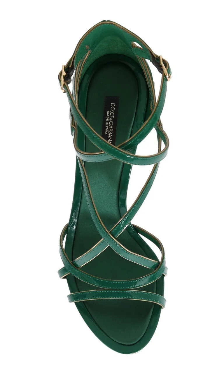 Green Patent Leather Strap Sandals