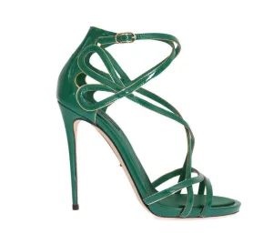 Green Patent Leather Strap Sandals