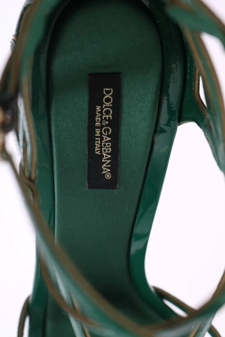 Green Patent Leather Strap Sandals