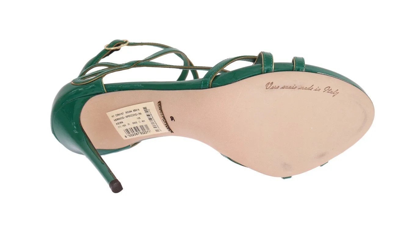 Green Patent Leather Strap Sandals