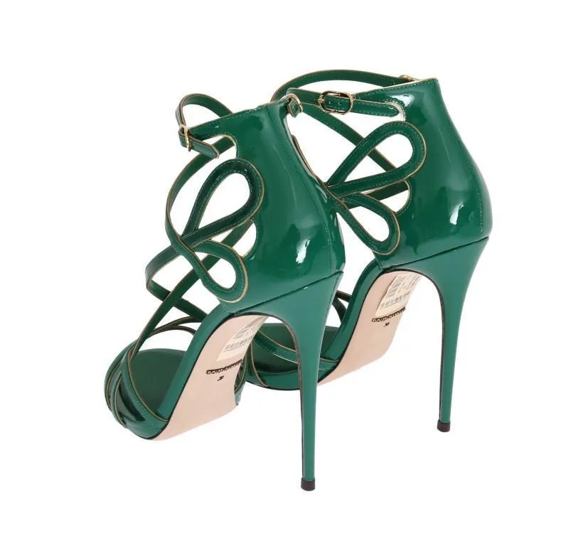 Green Patent Leather Strap Sandals