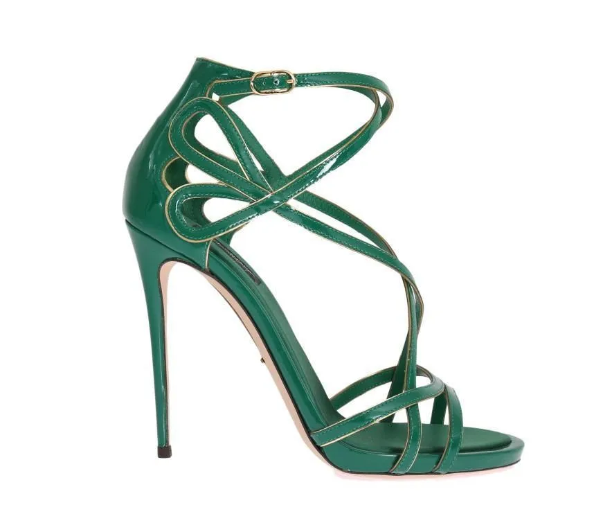 Green Patent Leather Strap Sandals