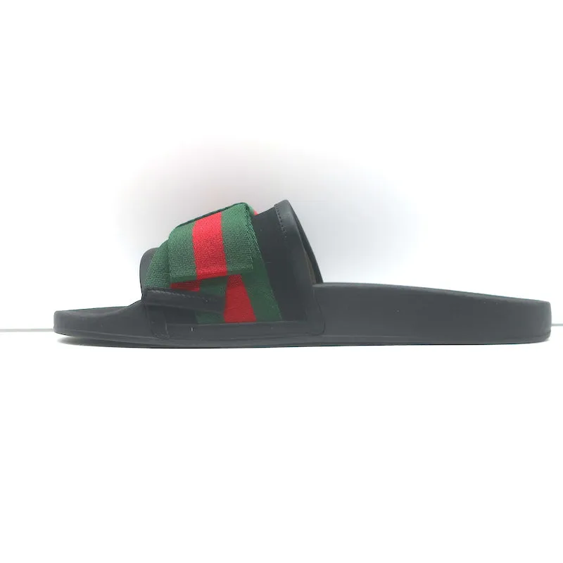 Gucci Sylvie Web Bow Slide Sandals Black Satin Size 40
