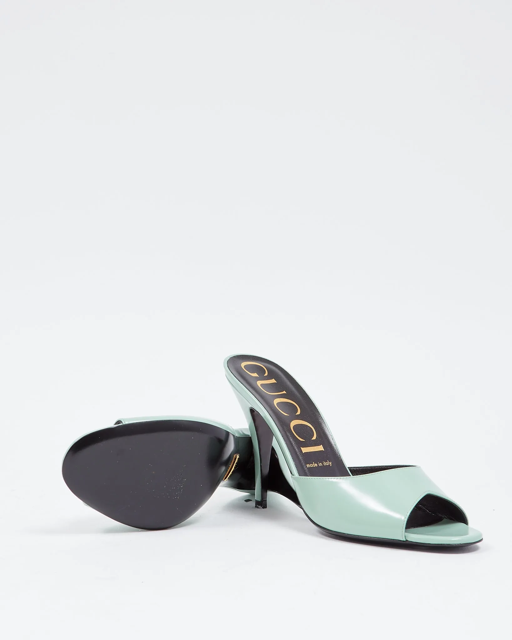 Gucci Turquoise/Mint Patent Scarlet Muled High Heels - 39.5