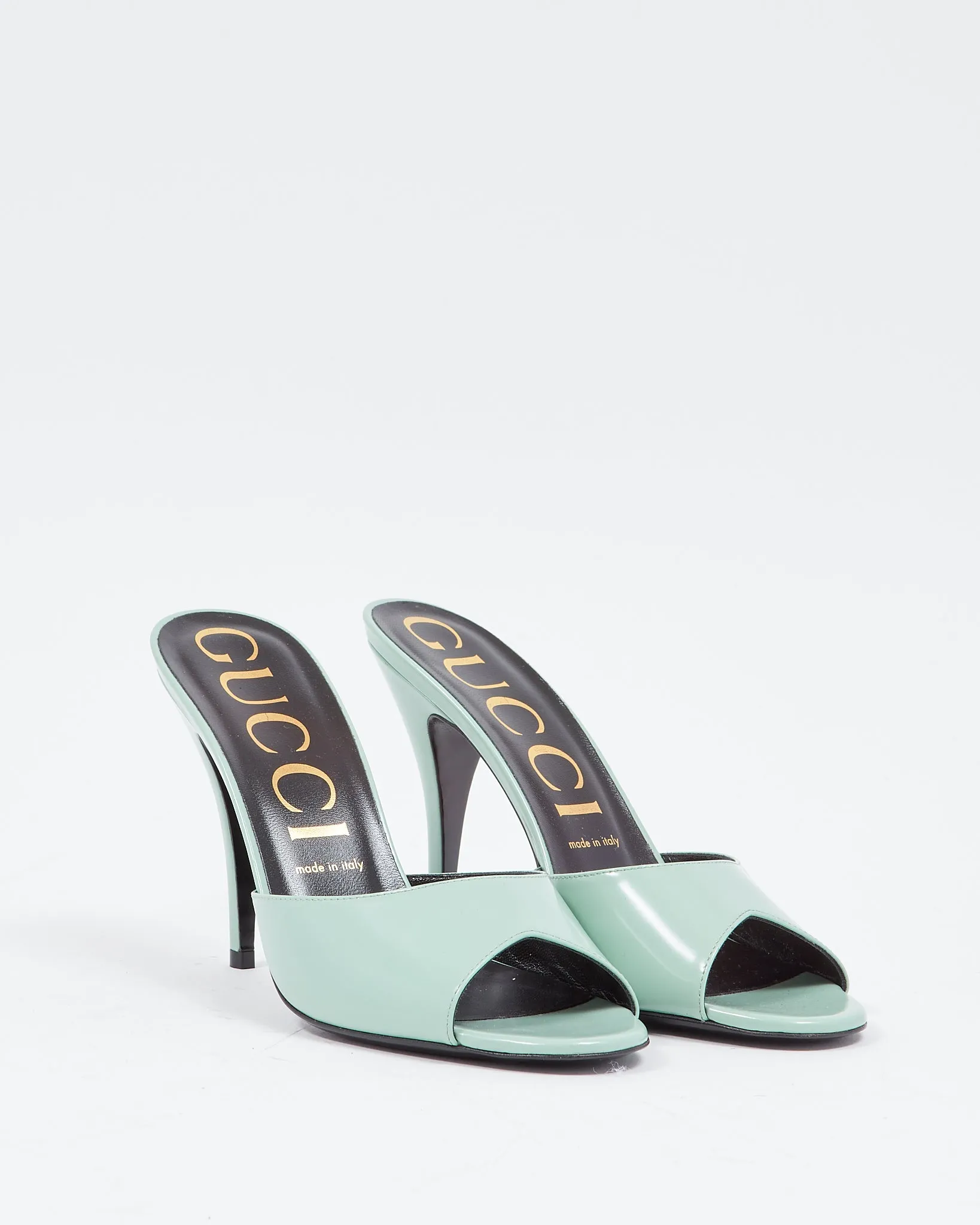 Gucci Turquoise/Mint Patent Scarlet Muled High Heels - 39.5