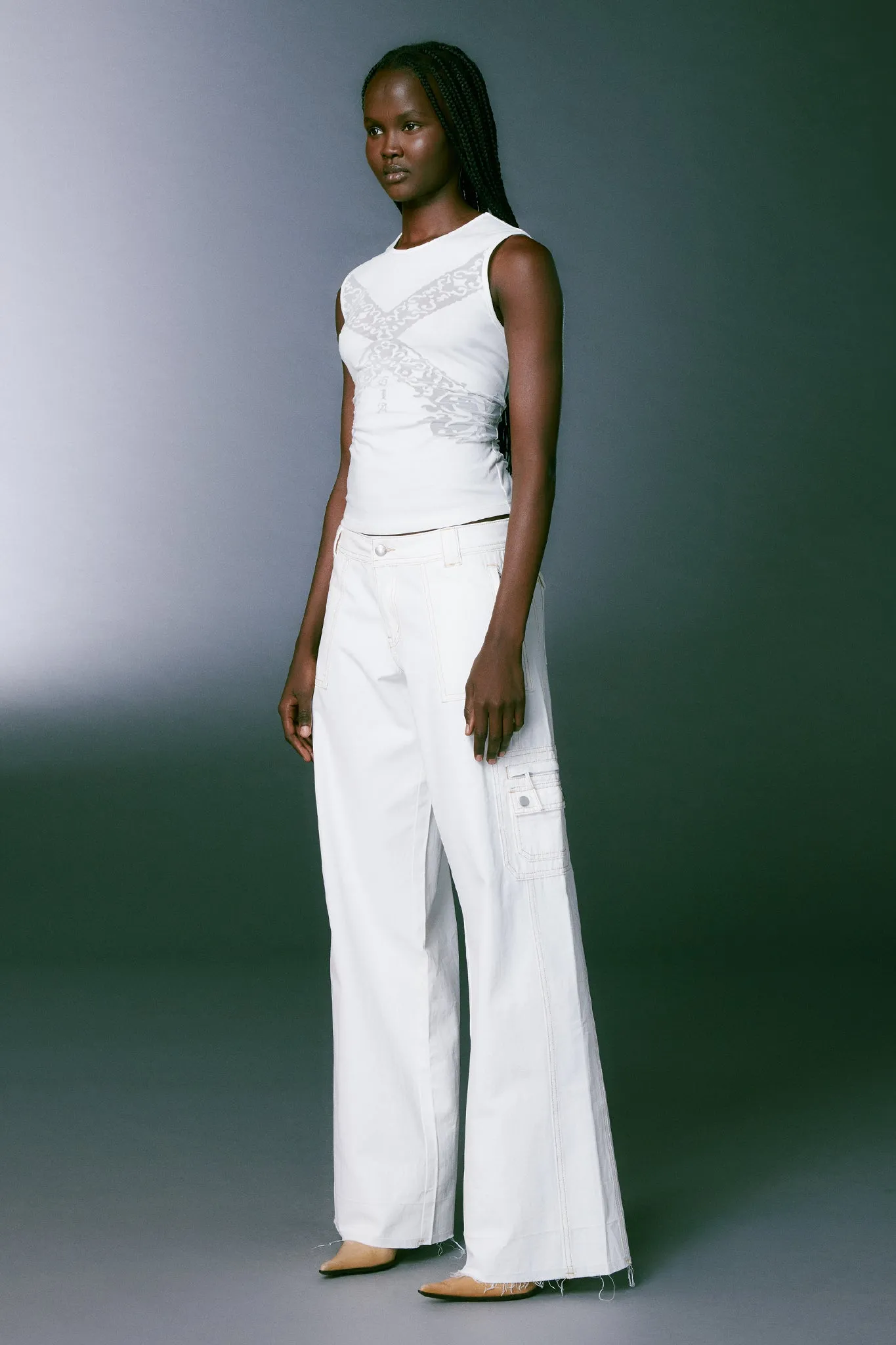 HARLIN PANT - WHITE/TAN