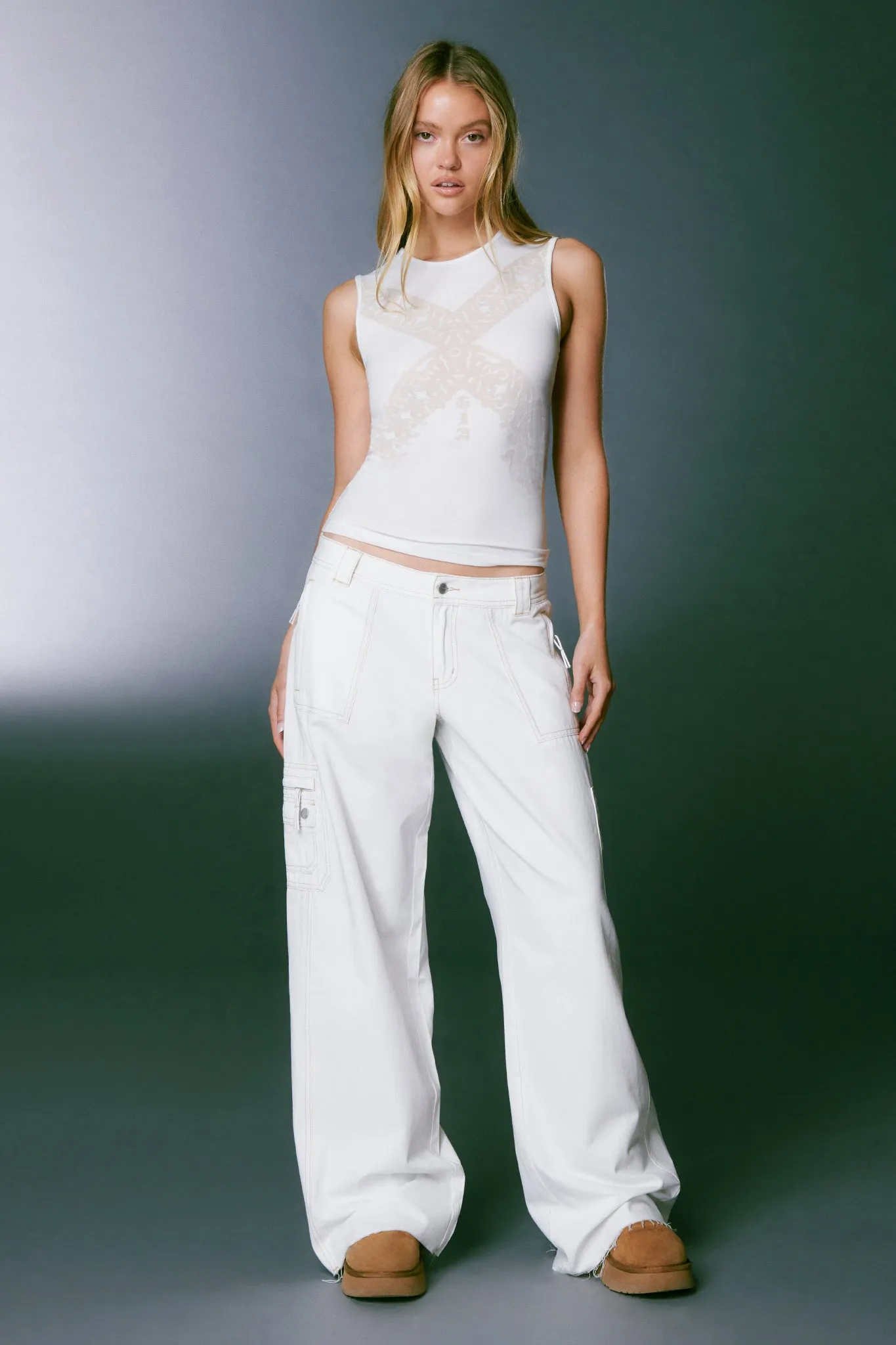 HARLIN PANT - WHITE/TAN